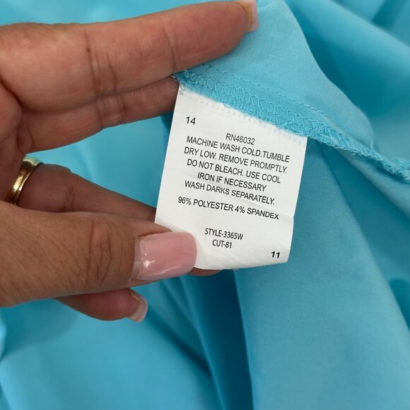 Southern Lady Women 3X Turquoise Button-Up Tunic Blouse Pintuck Front Side Slits - Picture 4 of 14